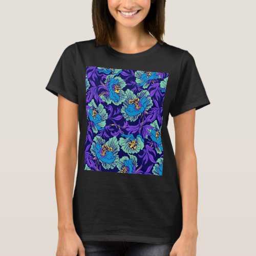 Purple and Blue Flowers William Morris T_Shirt