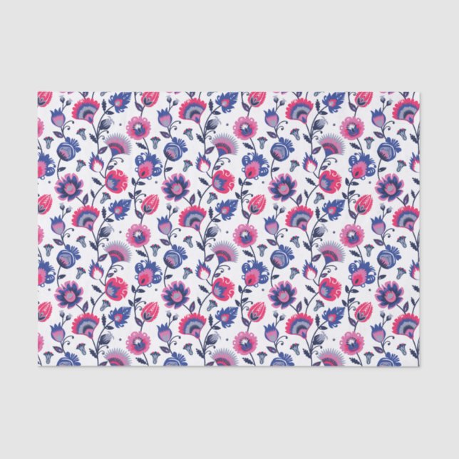 Purple and blue Folklore Wycinanki,  Tissue Paper (Front)