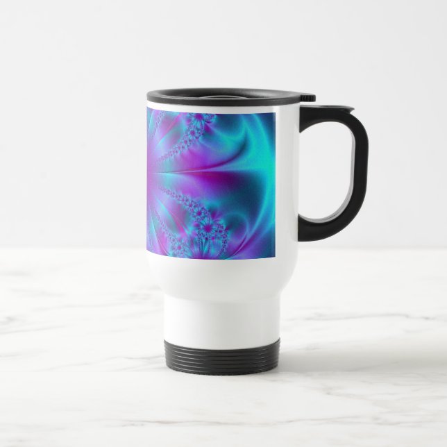 Purple and Blue Fractal Design Travel Mug (Right)