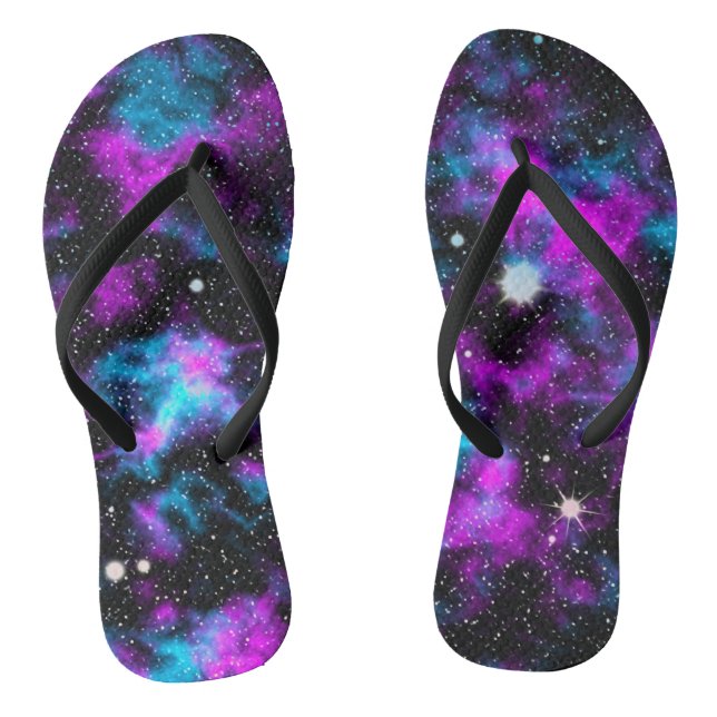 Purple and Blue Galaxy Flip Flops (Footbed)