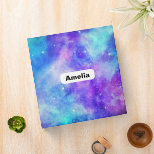 Purple and Blue Galaxy Space Abstract 3 Ring Binder