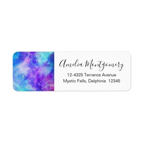 Purple and Blue Galaxy Space Abstract Address Label