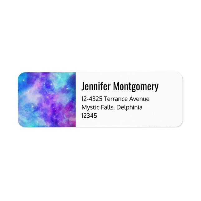 Purple and Blue Galaxy Space Abstract Address Label (Front)
