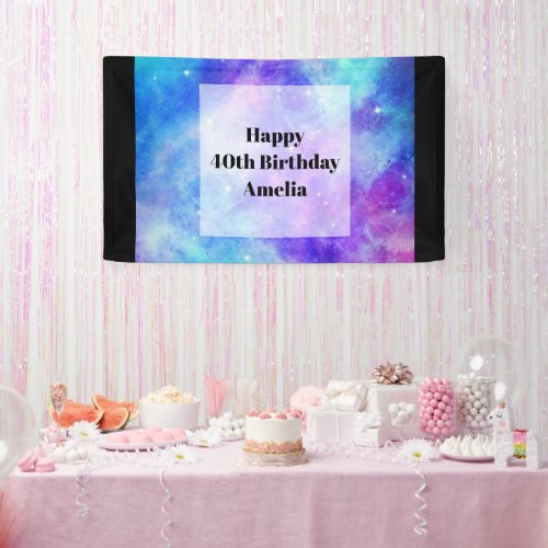 Purple and Blue Galaxy Space Abstract Birthday Banner