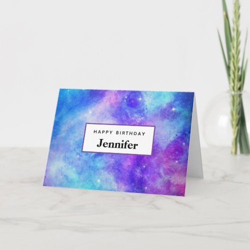 Purple and Blue Galaxy Space Abstract Birthday Card