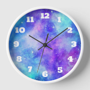 Purple and Blue Galaxy Space Abstract Clock