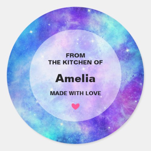 Purple and Blue Galaxy Space Abstract Kitchen Classic Round Sticker