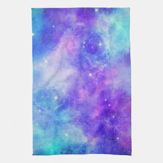  Purple and Blue Galaxy Space Abstract Kitchen Towel (Vertical)