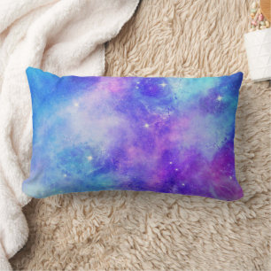 Purple and Blue Galaxy Space Abstract Lumbar Pillow