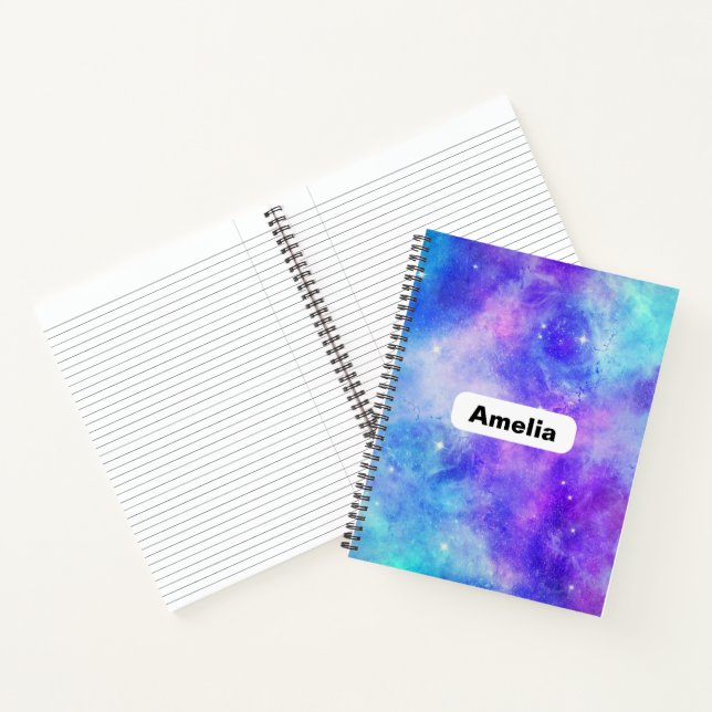 Purple and Blue Galaxy Space Abstract Notebook (Inside)