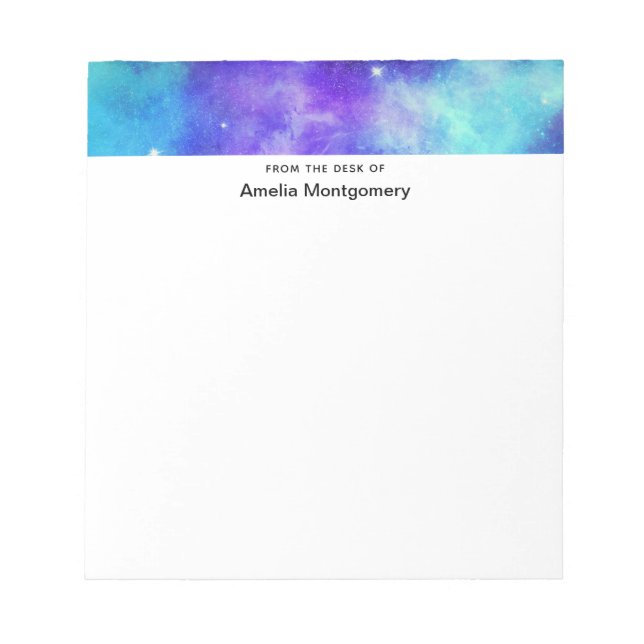Purple and Blue Galaxy Space Abstract Notepad (Front)