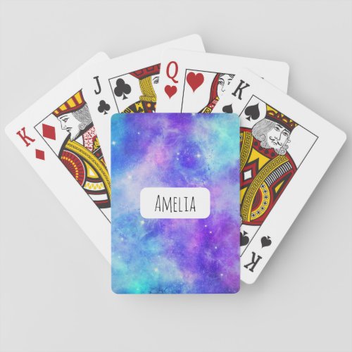 Purple and Blue Galaxy Space Abstract Poker Cards