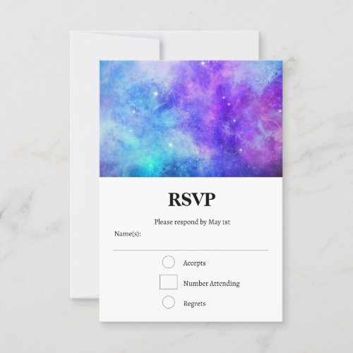 Purple and Blue Galaxy Space Abstract RSVP Card