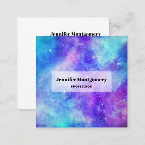 Purple and Blue Galaxy Space Abstract Square Business Card