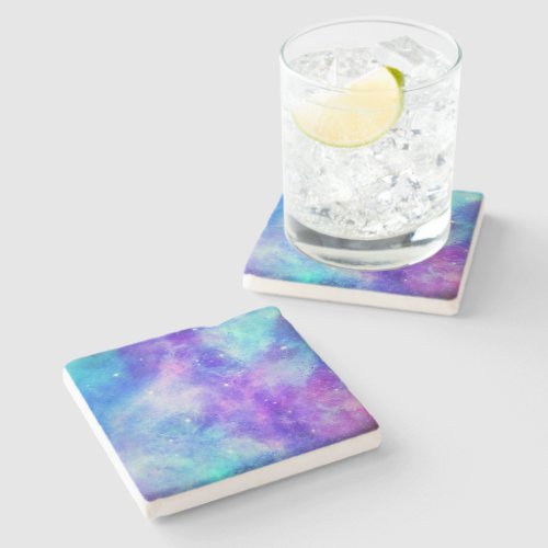 Purple and Blue Galaxy Space Abstract Stone Coaster