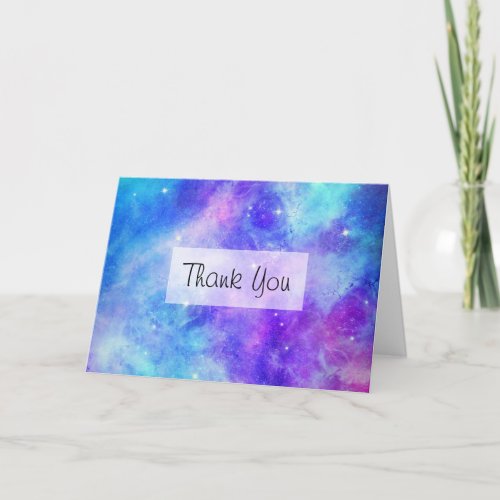 Purple and Blue Galaxy Space Abstract Thank You Card