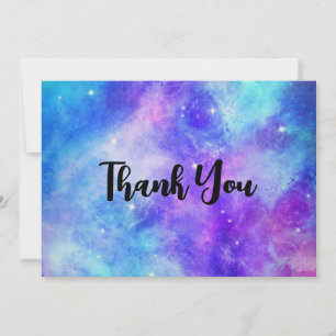 Purple and Blue Galaxy Space Abstract Thank You Card