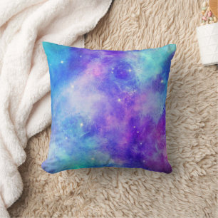 Purple and Blue Galaxy Space Abstract Throw Pillow