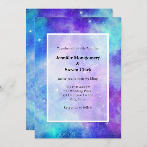 Purple and Blue Galaxy Space Abstract Wedding Invitation