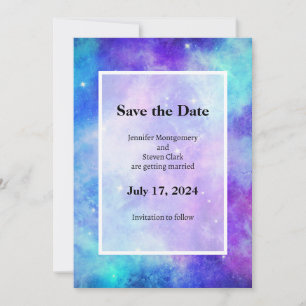Purple and Blue Galaxy Space Abstract Wedding Save The Date