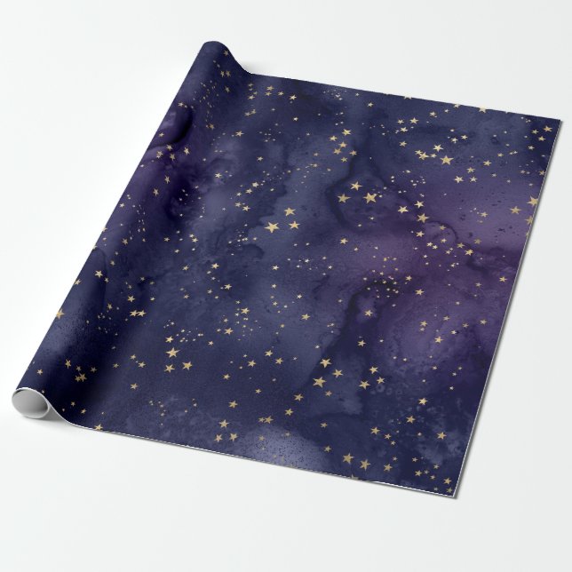 Purple and Blue Galaxy with Stars Wrapping Paper (Unrolled)