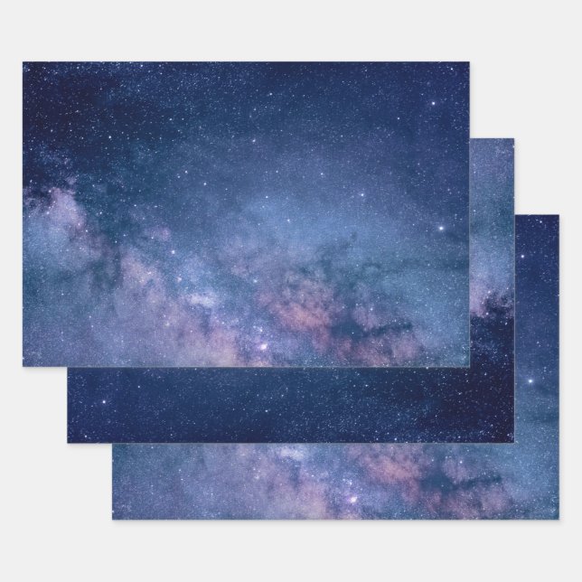Purple and Blue Galaxy Wrapping Paper Sheets (Set)