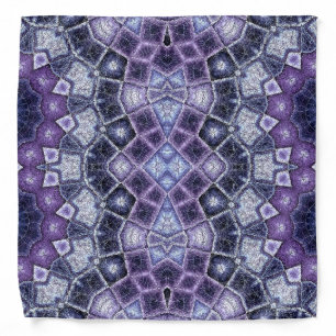 Purple and Blue Geometric Kaleidoscope Pattern Bandana