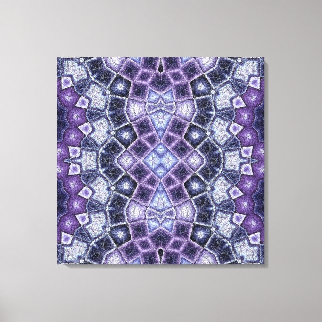Purple and Blue Geometric Kaleidoscope Pattern Canvas Print (Front)