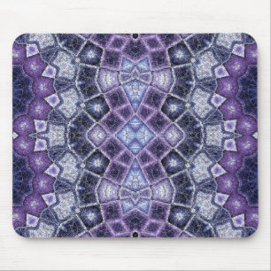 Purple and Blue Geometric Kaleidoscope Pattern Mouse Pad