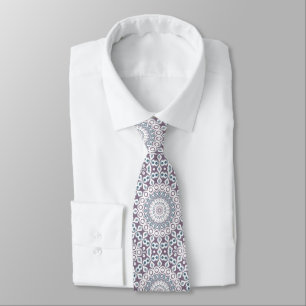 Purple and Blue Geometric Mandala Pattern Neck Tie
