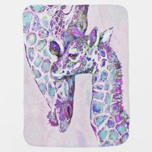 Purple and Blue Giraffe Baby Blanket
