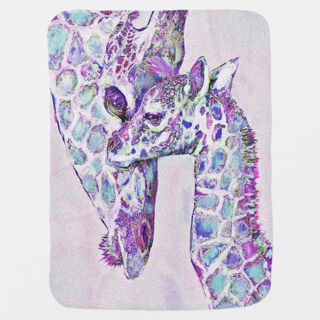 Purple and Blue Giraffe Baby Blanket (Front)