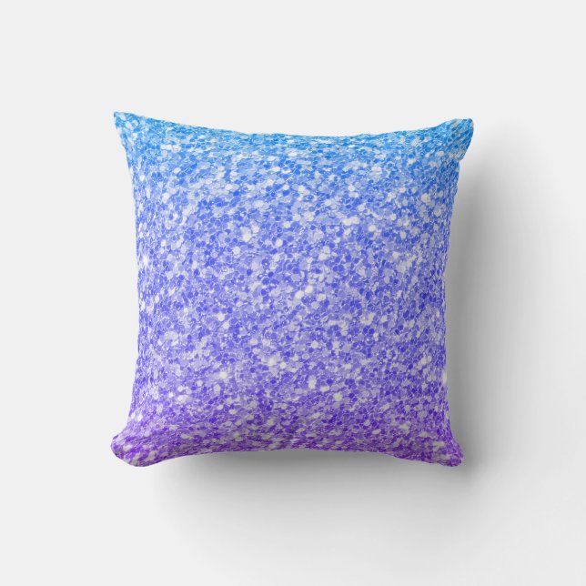 Purple And Blue Gradient Glitter Throw Pillow (Front)