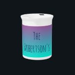 Purple and Blue Gradient Personalized Pitcher<br><div class="desc">You will be really pleased with the quality of this pitcher.  A great piece for your dining room table or kitchen,  this design features purple and blue gradient colors.  Purchase yours today!</div>
