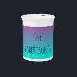 Purple and Blue Gradient Personalized Pitcher<br><div class="desc">You will be really pleased with the quality of this pitcher.  A great piece for your dining room table or kitchen,  this design features purple and blue gradient colors.  Purchase yours today!</div>