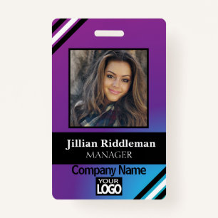 Purple and Blue Gradient Photo and Logo Badge