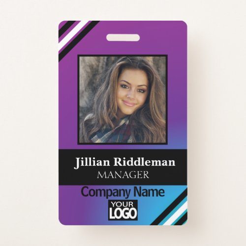 Purple and Blue Gradient Photo and Logo Badge