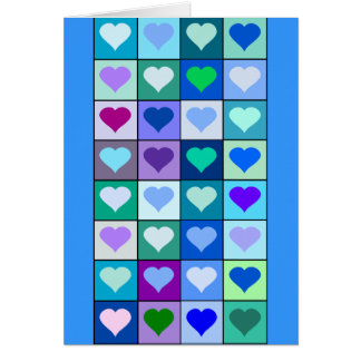 Purple and Blue Heart Squares Cards