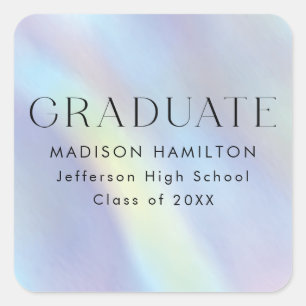 Purple and Blue Holographic Graduation Square Sticker