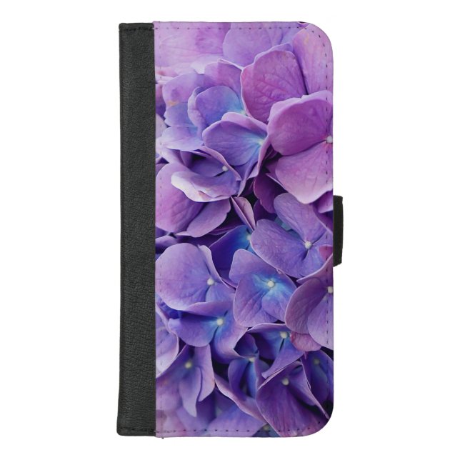 Purple and Blue Hydrangea Photograph iPhone Wallet Case (Front)