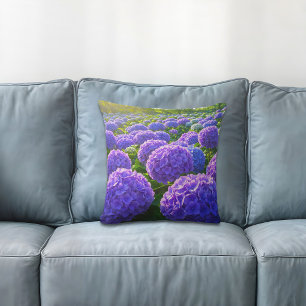 Purple and Blue Hydrangeas Throw Pillow