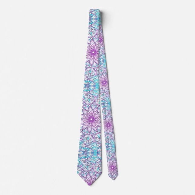 Purple and blue kaleidoscope neck tie (Front)