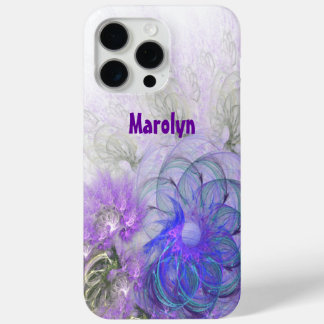 Purple and Blue Lacy Abstract Flower Design iPhone 15 Pro Max Case