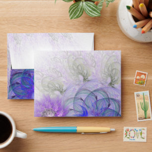 Purple and Blue Lacy Abstract Flower Design Envelope