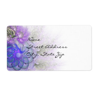 Purple and Blue Lacy Abstract Flower Design Label