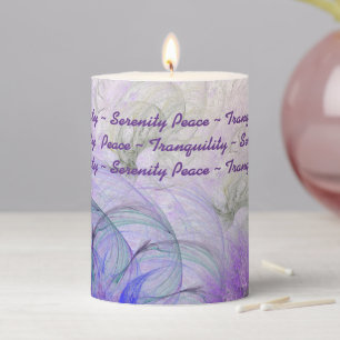 Purple and Blue Lacy Abstract Flower Design Pillar Candle