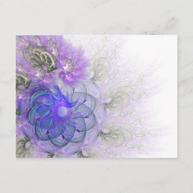 Purple and Blue Lacy Abstract Flower Design Postcard (Front)