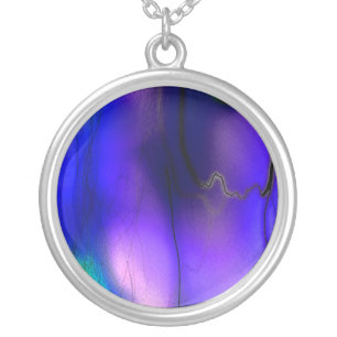 purple and blue lightning silver plated necklace