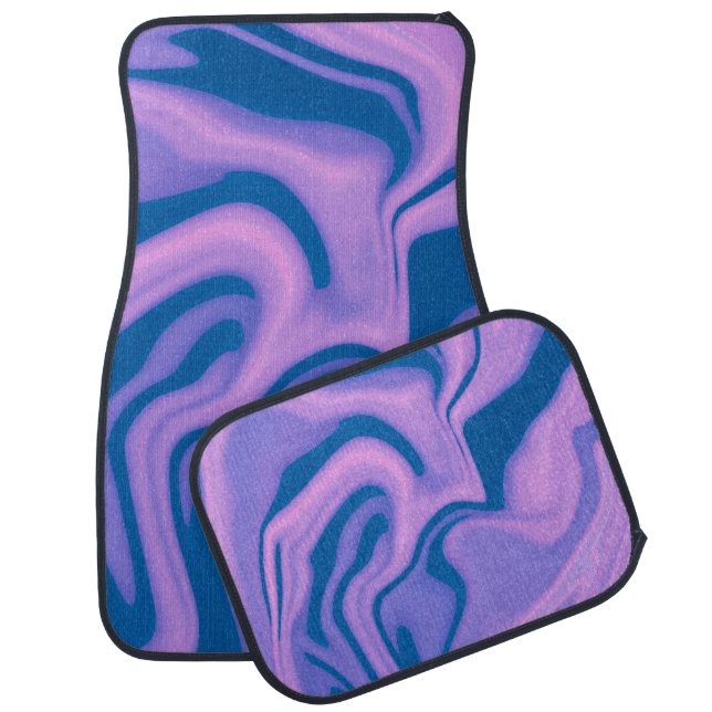 Purple and Blue Liquid Marble Car Floor Mats (Set)
