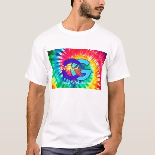 Purple and Blue Logo with Tye Dyed Background T_Shirt